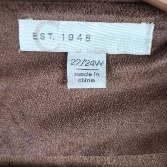 C Est 1946 Faux Suede Waterfall Drape Open  Jacket Brown Plus 22 24 Boho Layer - Picture 4 of 13